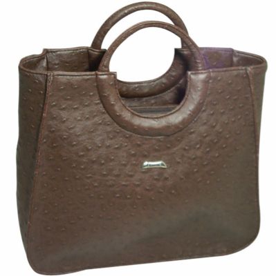 Ostrich Leather Tote Handbag Monogram